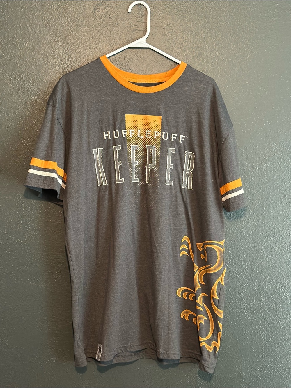 Hufflepuff Keeper Short Sleeve Jersey - Gray with Yellow Trim